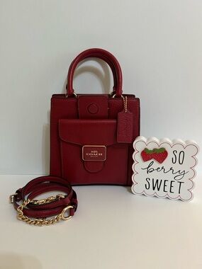 COACH Mini Pepper Red Leather  Crossbody Satchel Handbag